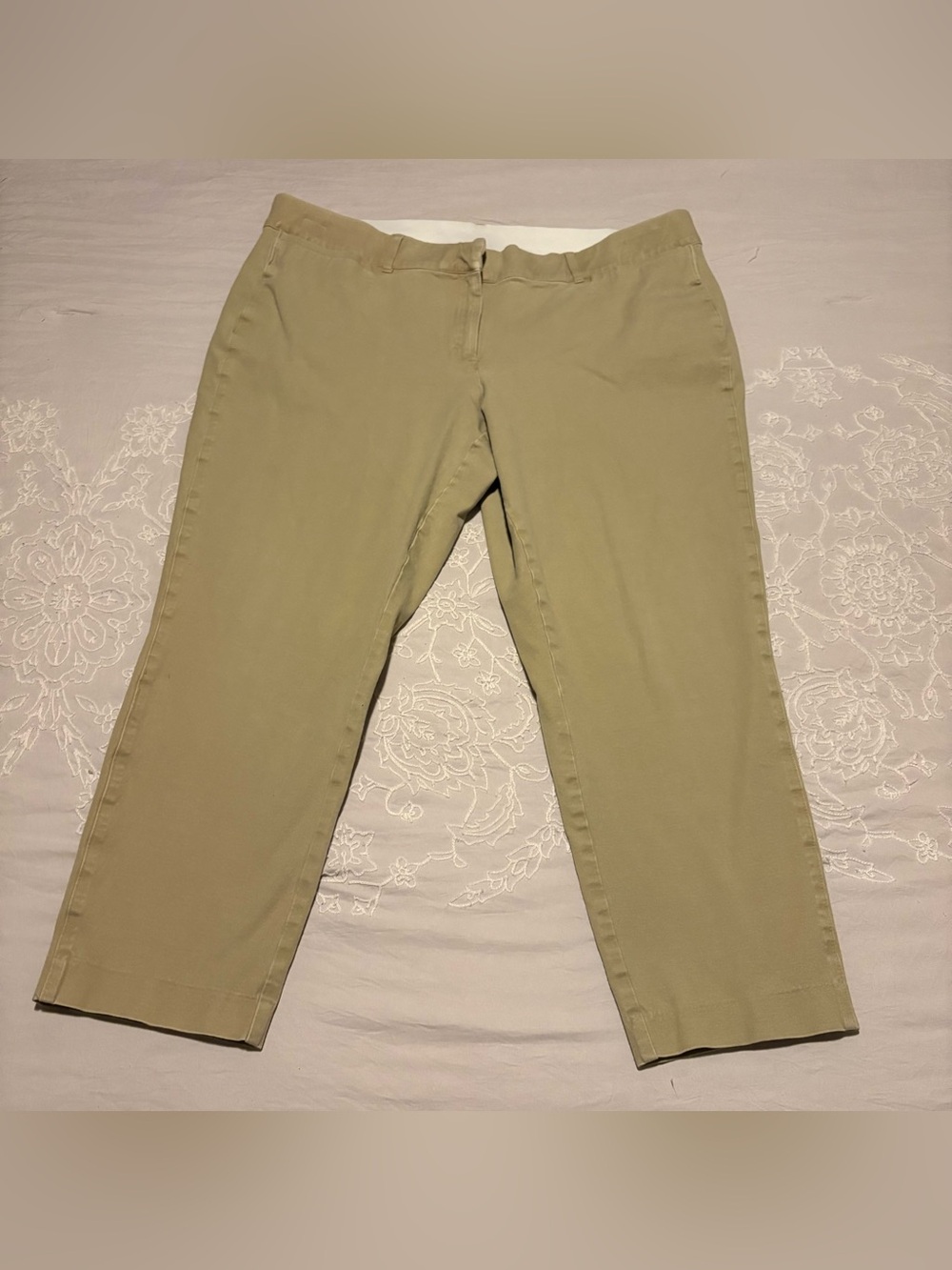 Lane Bryant Olive-Tan Stretch Chino Pants